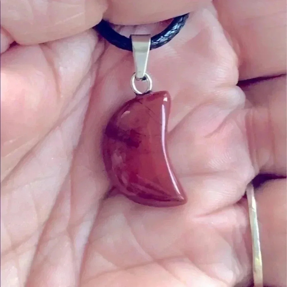 Mahogany Moon Pendant Leather Necklace NWT